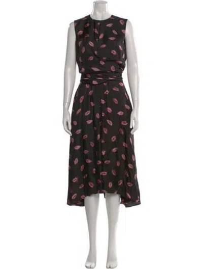 Pre-owned Altuzarra Printed Midi Length Dress In Black