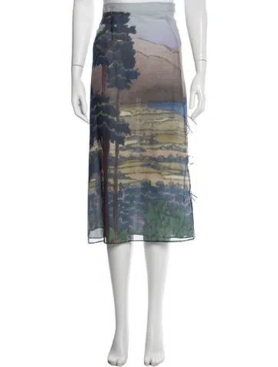 Pre-owned Altuzarra Printed Midi Length Skirt In Blue