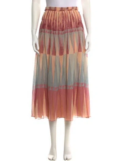 Pre-owned Altuzarra Printed Midi Length Skirt W/ Tags In Pink