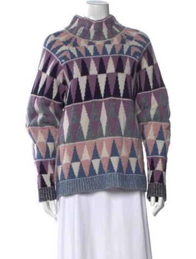 Pre-owned Altuzarra Printed Mock Neck Sweater In Purple