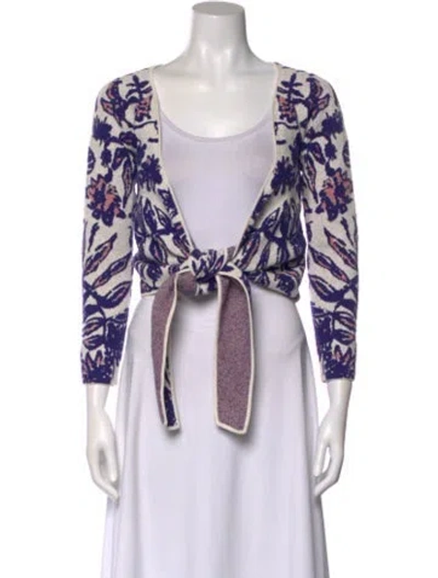 Pre-owned Altuzarra Printed Scoop Neck Crop Top In Purple