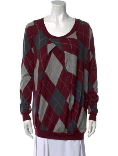 Pre-owned Altuzarra Printed Scoop Neck Sweater In Burgundy