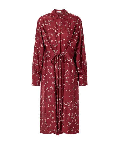 Altuzarra Floyd Belted Printed Silk-twill Midi Dress In Red