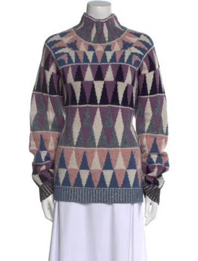 Pre-owned Altuzarra Printed Turtleneck Sweater In Purple