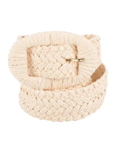 Pre-owned Altuzarra Raffia Leather Trim Embellishment Waist Belt In Neutrals