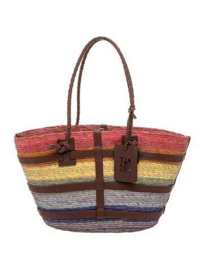 Pre-owned Altuzarra Raffia Top Handle Bag In Red