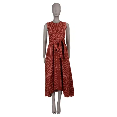 Pre-owned Altuzarra Red Linen Blend 2024 Pembina Markings Maxi Dress 36 Xs