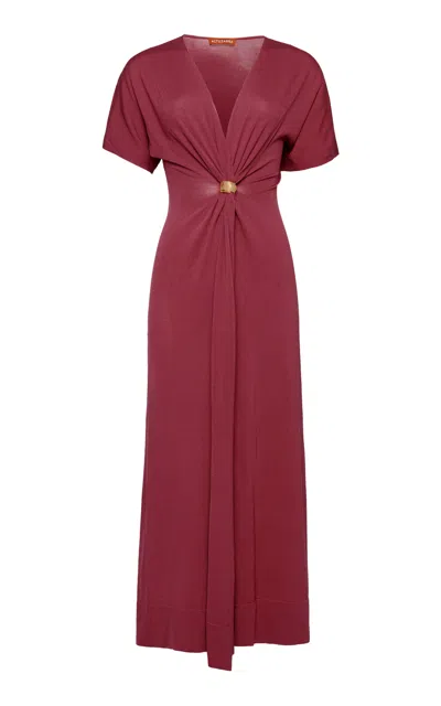 Altuzarra Rene Draped Knit Maxi Dress In Burgundy