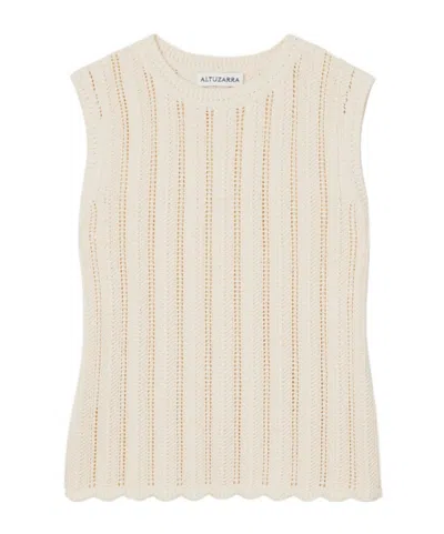 Altuzarra Ribbed Open-knit Organic Cotton Top In Neutral