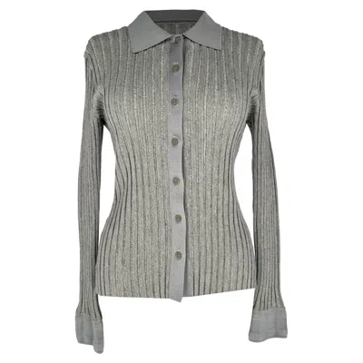 Pre-owned Altuzarra Ribbed-knit Cardigan In Grey Cotton