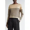 Altuzarra Ronnie Stripe Boatneck Silk & Cotton Sweater In Brown
