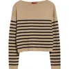 Altuzarra Ronnie Stripe Boatneck Silk & Cotton Sweater In Hazelwood/black