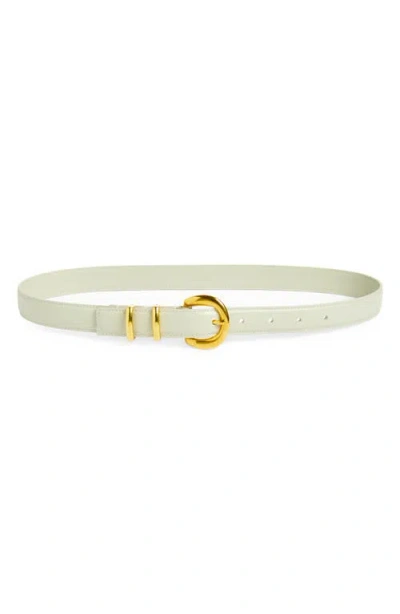 Altuzarra Round Buckle Leather Belt In Gray