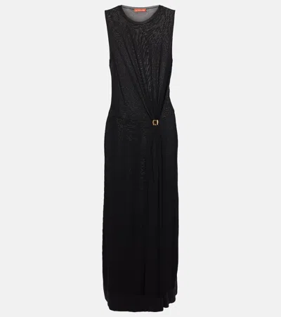 Altuzarra Saralien Embellished Gathered Jersey Midi Dress In Black