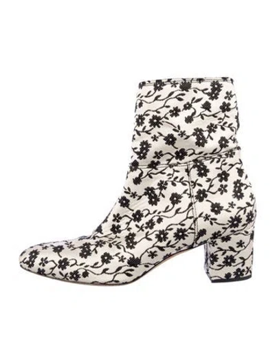 Pre-owned Altuzarra Satin Floral Print Boots In Neutral