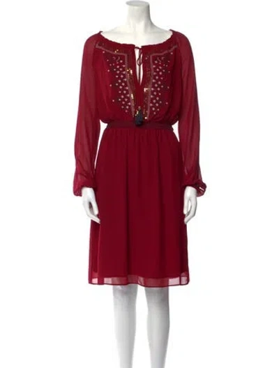 Pre-owned Altuzarra Scoop Neck Knee-length Dress In Red