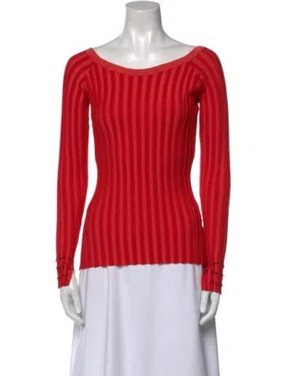 Pre-owned Altuzarra Scoop Neck Long Sleeve Top In Red