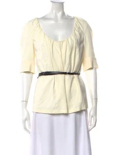 Pre-owned Altuzarra Scoop Neck Three-quarter Sleeve Blouse In Neutrals