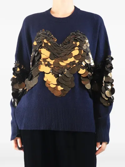 Pre-owned Altuzarra Sequin-embellished Sweater In Blue