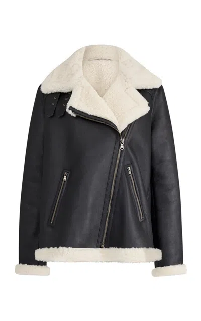 Altuzarra Shaeffer Shearling-trimmed Leather Jacket In Black