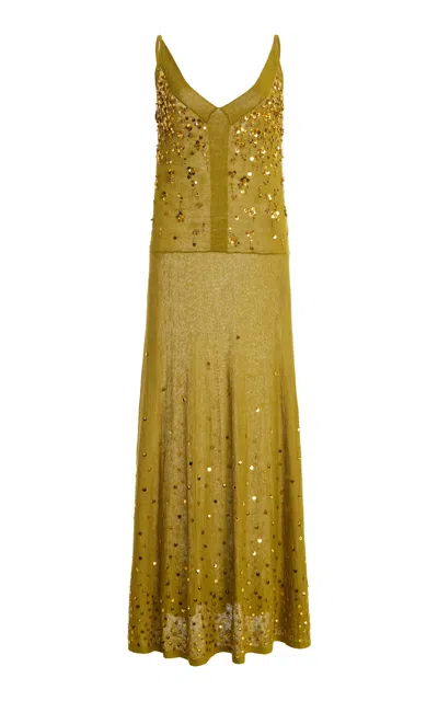 Altuzarra Sheldrake Linen-blend Maxi Dress In Green