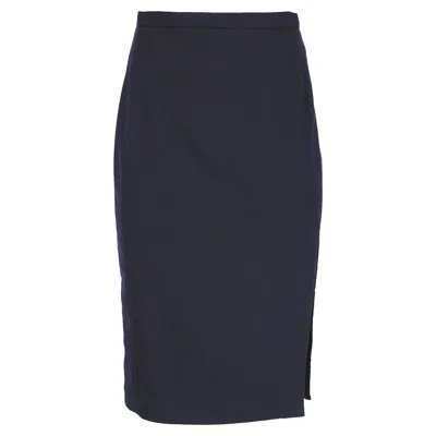 Altuzarra Side-slit Midi Pencil Skirt In Navy Blue Wool