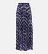 Altuzarra Sif Pleated Printed Crepe Maxi Skirt In Berry Blue
