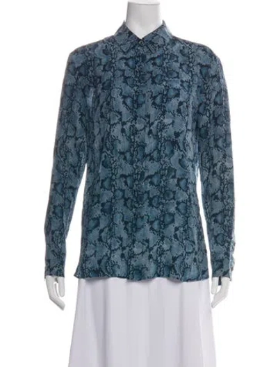 Pre-owned Altuzarra Silk Animal Print Blouse In Blue