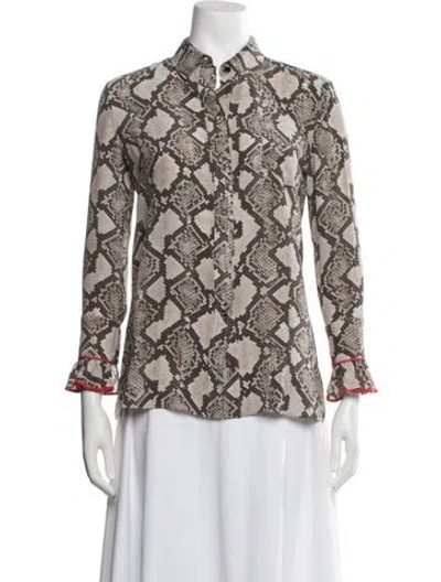 Pre-owned Altuzarra Silk Animal Print Blouse In Grey