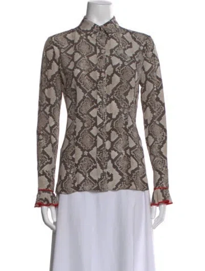Pre-owned Altuzarra Silk Animal Print Blouse In Neutral