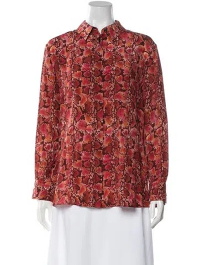 Pre-owned Altuzarra Silk Animal Print Blouse In Red