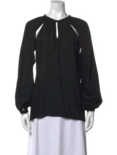 Pre-owned Altuzarra Silk Crew Neck Blouse In Black