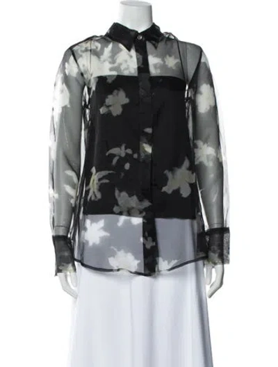 Pre-owned Altuzarra Silk Floral Print Blouse In Black
