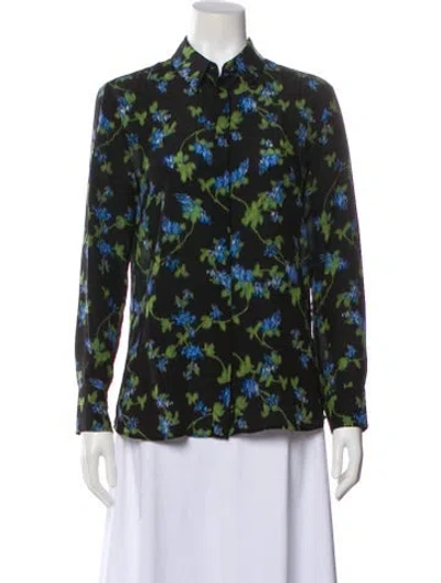 Pre-owned Altuzarra Silk Floral Print Blouse In Black