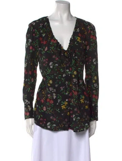 Pre-owned Altuzarra Silk Floral Print Blouse In Black