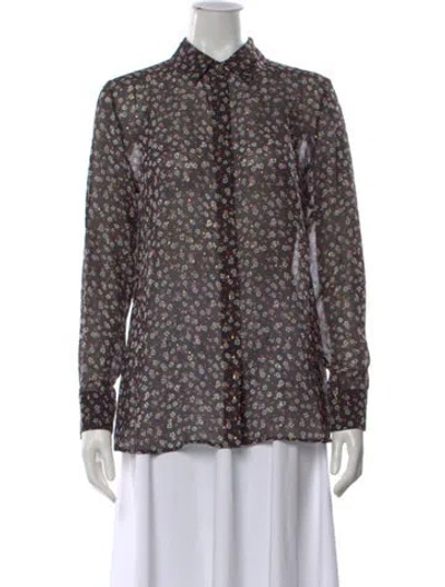 Pre-owned Altuzarra Silk Floral Print Blouse In Black