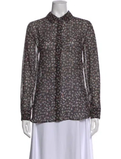 Pre-owned Altuzarra Silk Floral Print Blouse In Black