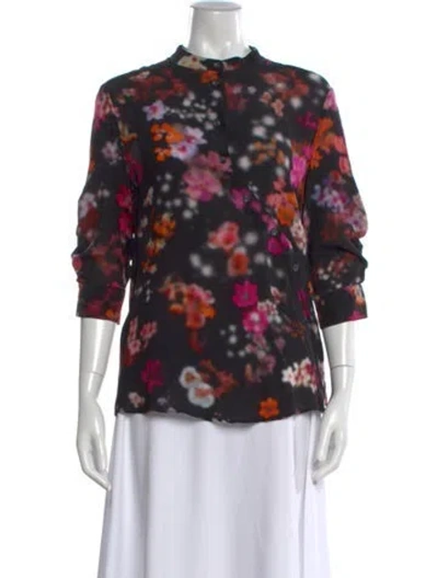 Pre-owned Altuzarra Silk Floral Print Blouse In Black