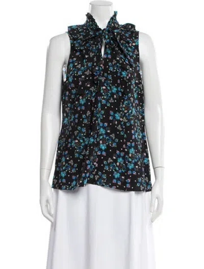 Pre-owned Altuzarra Silk Floral Print Blouse In Black