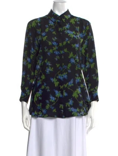 Pre-owned Altuzarra Silk Floral Print Blouse In Black