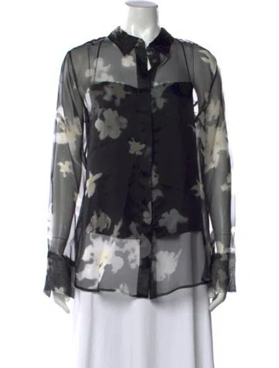 Pre-owned Altuzarra Silk Floral Print Blouse In Black