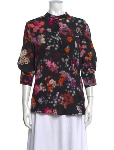 Pre-owned Altuzarra Silk Floral Print Blouse In Black