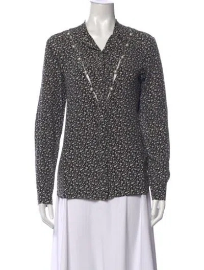 Pre-owned Altuzarra Silk Floral Print Blouse In Black