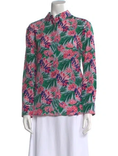 Pre-owned Altuzarra Silk Floral Print Blouse In Blue