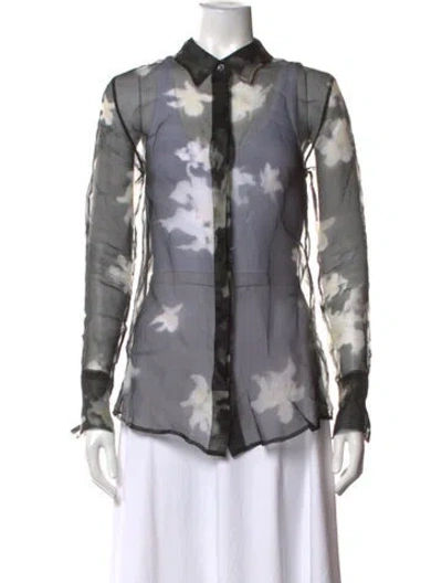 Pre-owned Altuzarra Silk Floral Print Blouse In Grey