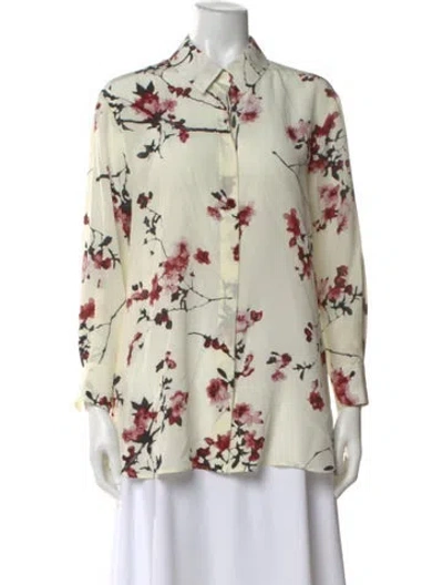 Pre-owned Altuzarra Silk Floral Print Blouse In Neutral
