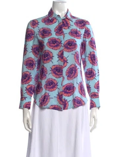 Pre-owned Altuzarra Silk Floral Print Blouse In Pink