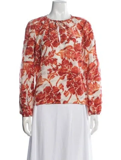 Pre-owned Altuzarra Silk Floral Print Blouse In Red