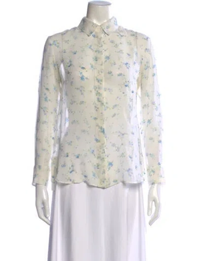 Pre-owned Altuzarra Silk Floral Print Blouse In White