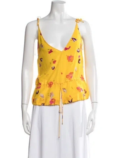 Pre-owned Altuzarra Silk Floral Print Blouse In Yellow